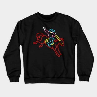 80's Gift 80s Retro Neon Sign Cowboy Crewneck Sweatshirt